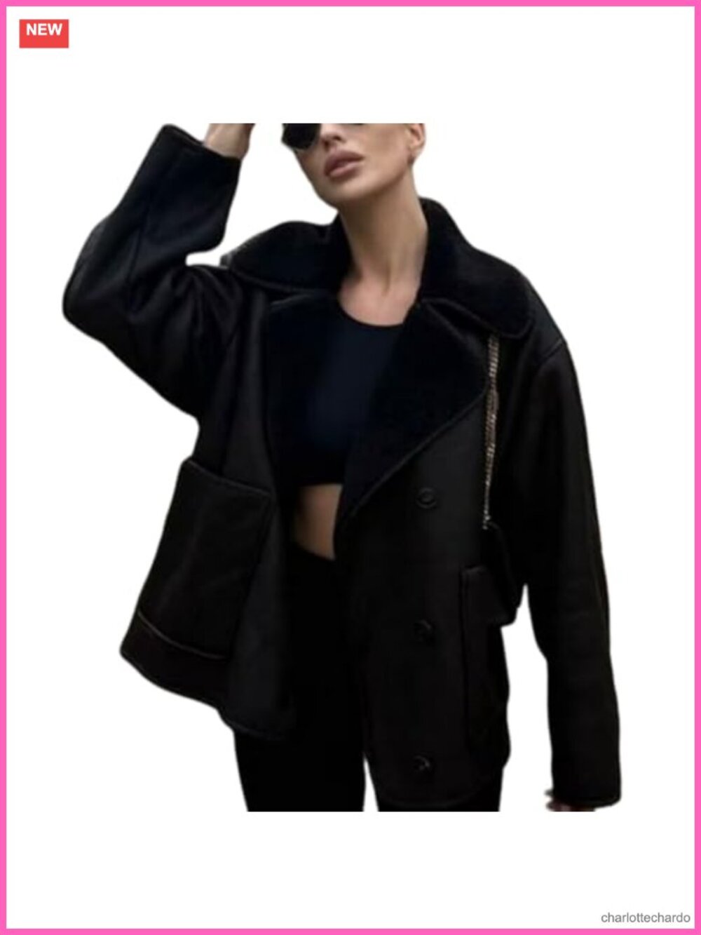 Faux Suede Fleece Lined Oversized Trucker Coat Single Breasted